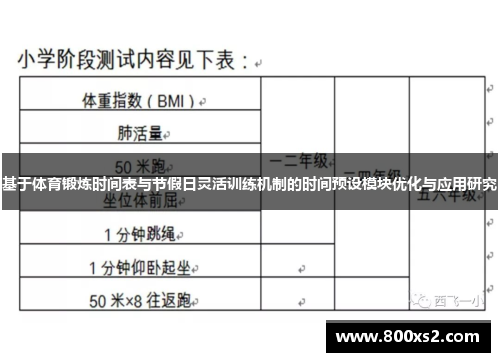 基于体育锻炼时间表与节假日灵活训练机制的时间预设模块优化与应用研究